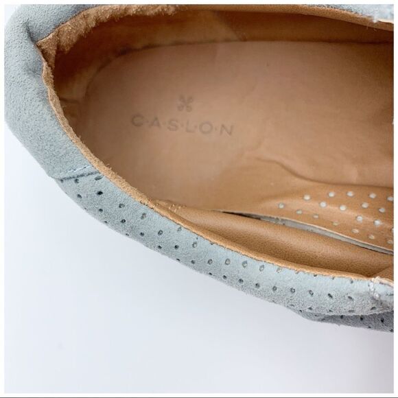 CASLON Gray Perforated Leather Sneakers Laced - Picture 11 of 12